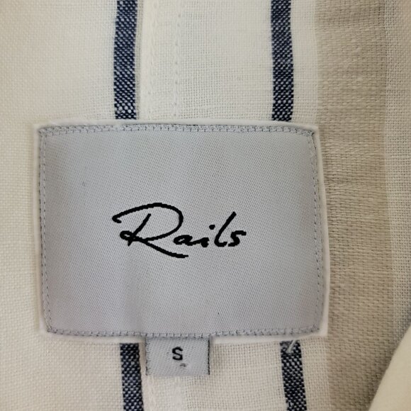 Rails Coco Stripe Linen Utility Military Jacket Womens Sz S Minimalist Layering - Picture 10 of 16
